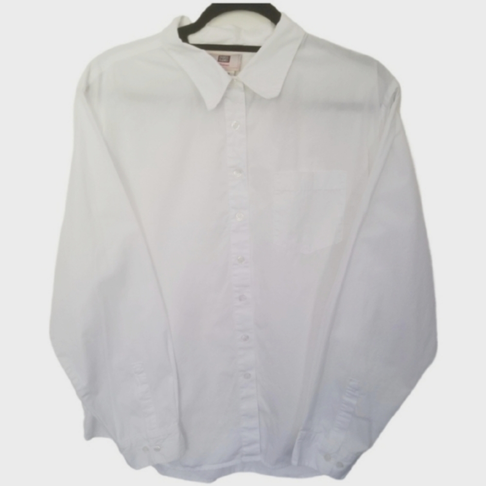 NWOT Women's Plus Classic Button Up Oxford Shirt Work/Office/Basic White 18W/20W